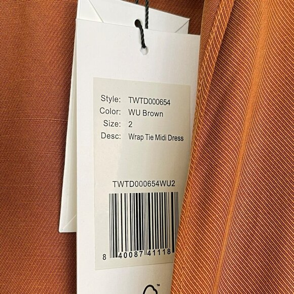 Thakoon Tie Front Open Back Long Sleeve Midi Dress Brown NWT Sz 2 - Picture 7 of 7